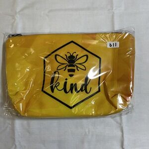 The Pouch Cosmetic Bag Womens OS Yellow NWT Bee Kind Honeycomb Travel Pouch